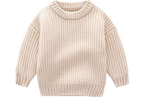 Toddler Baby Boys Girls Knit Sweater Solid Oversized Crewneck Sweaters Pullover Sweatshirt Tops Fall Winter Clothes
