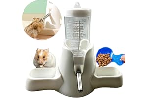 HOMEDY CRAFTS Hamster Water and Food Dispenser Set, Stand Water Bottle Holder Food the Bowl for Dwarf Hamsters Small Guinea Pigs Gerbil Hedgehog Small Animals Hamster Cage Accessories, Mini Pets Stuff (Blue, 80 ml)
