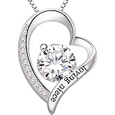 ALOV Jewelry Sterling Silver "loving niece" Love Heart Cubic Zirconia Pendant Necklace
