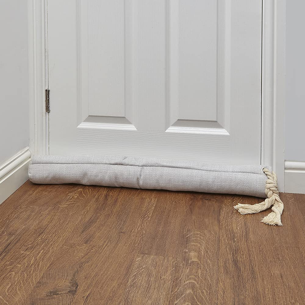 The Dove Factor Door Draught Stopper 88 x 9cm, Fabric Draught Excluder for Doors, Weatherproof and Soundproof Under Door Seal Strip, Energy Efficient Insulation Door Accessory (Eggshell)