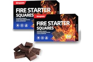 GIMGSOEN Fire Starter Squares, 128-Pack Fire Starter Cubes, Perfect for Wood Stoves, Camping,Pizza Ovens, Grill, BBQ，Indoor Fireplaces, Charcoal Starters &Fire Starter Blocks，Camping Accessories