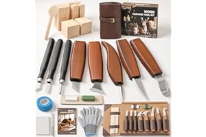 Housolution Wood Carving Kit with Leather Case, 24PCS Wood Carving Tools Whittling Kit Includes Carving Knives Carving Chisel