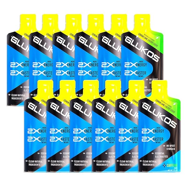 GLUKOS ENERGY GELS FOR RUNNERS 2OZ PACKETS, RUNNING GELS WITH ELECTROLYTES, TRAY OF 12 COUNT