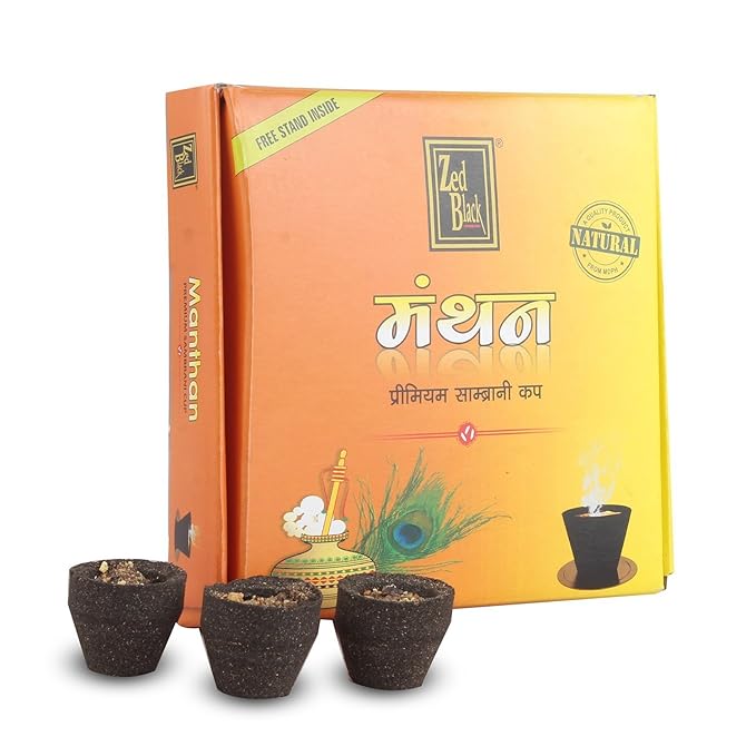 Zed Black Manthan Premium Sambrani Cups Cow Dung Sambrani Dhoop Cup Box