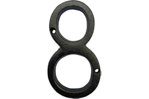BetLight 5.5 Inch High Cast Iron House Number, Solid Home Address Numbers, Elegant Black Brown Finished, Easy Install With Matching Screws, Number 8