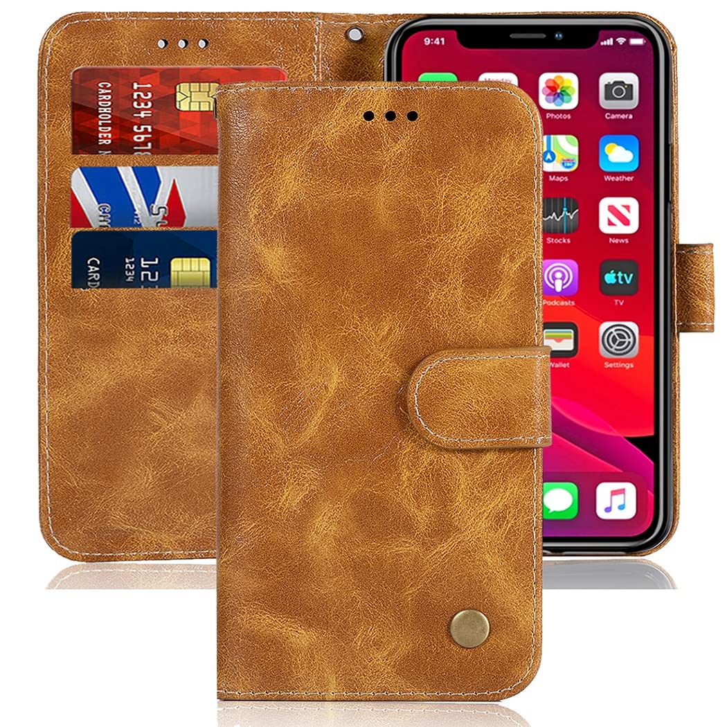 Jhxtech Case for iPhone 11 Case 6.1 inch Wallet Case, PU Leather Wallet Flip Phone Case Cover with Card Slots for iPhone 11 (khaki)