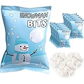4E's Novelty 50 Packs "Snowman Bits" Mini Marshmallow Packets, Vanilla Flavored, 14 Marshmallows in Each Bag, Bulk Individually Wrapped Christmas Marshmallows For Hot Chocolate Bar Supplies Party Treats