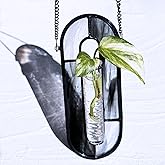 LITMIND Stained Glass Propagation Station - Handcrafted Translucent Suncatcher Planter with 2 Tubes, Hanging Hydroponic Décor for Windows & Garden
