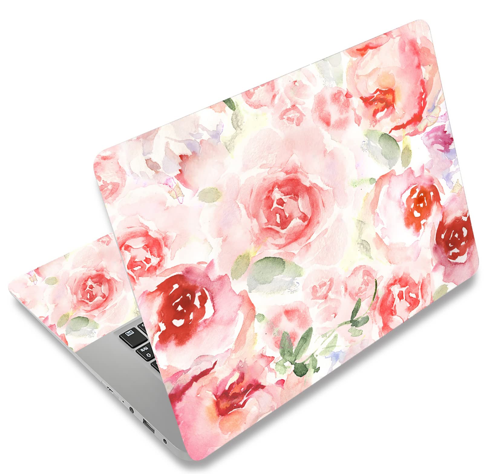 AORTDES Laptop Skin Sticker Decal 15-15.6 Inches, Universal Reusable Vinyl Sticker for 12.1 13 13.3 14 15.4 Inches Netbook/Notebook PC, Waterproof & Scratch-Resistant (Rose Flower)