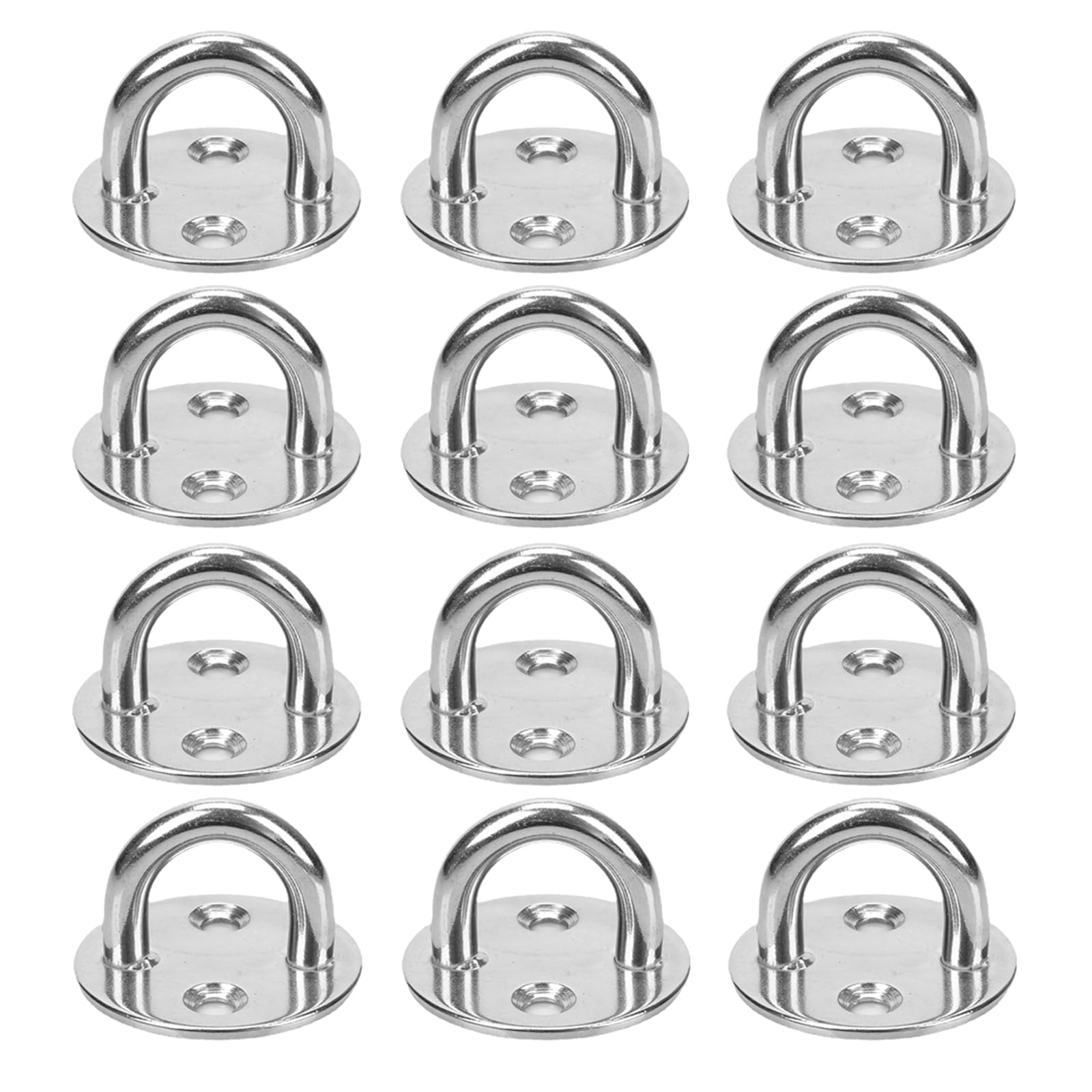Pack of 12 Stainless Steel 304 Eye Plate Eye Plate with Hook and Cover Plate, Carabiner, Mounting Hook