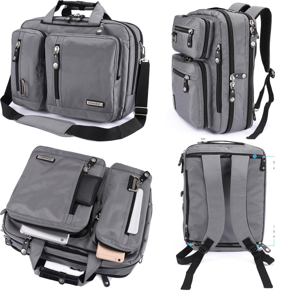 Laptop Bag Convertible Backpack Business Briefcase 17.3" Grey