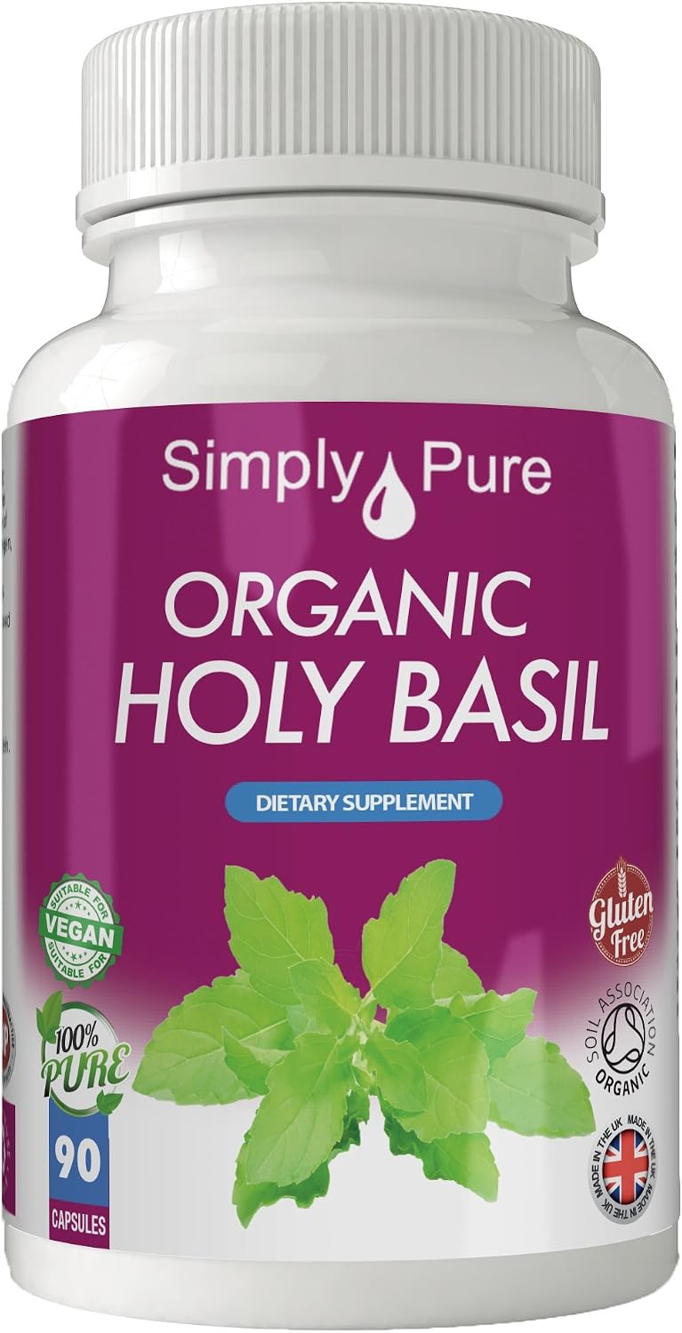 Simply Pure Organic Holy Basil for Mental Balance & Energy, 90 count (Pack of 1)