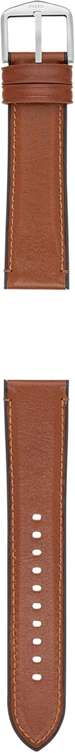 Fossil Unisex 22mm Leather/Silicone Interchangeable Watch Band Strap, Color: Light Brown/Silicone-Backed (Model: S221300): Watches