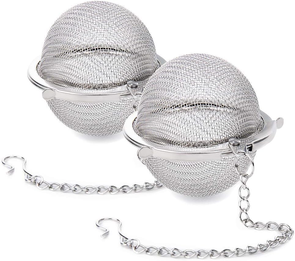 Yinggesi 2 Pack 2PCS Premium Stainless Steel Ball Mesh, Infuser Strainer Filters Tea Interval Diffuser for Daily Life, large