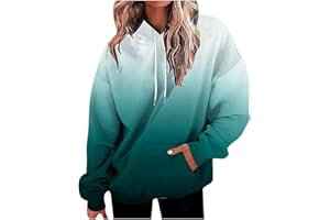 DOLKFU Women's Oversized Long Sleeve Hoodies Gradient Graphic Print Hooded Pullover Casual Trendy Sweatshirts with Pocket