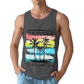 Mens Beach Tank Tops Sleeveless Shirts for Men Summer American Flag Print Graphic Mens Workout Gym Shirts Palm Tree Tops