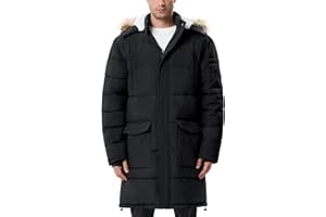 JAWERU Winter Coats For Men Winter Jackets Water Resistant Warm Thicken Puffy Hooded Insulated Thicken Parka Coat