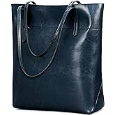 Kattee Vintage Genuine Leather Tote Shoulder Handbag for Woman with Adjustable Handles
