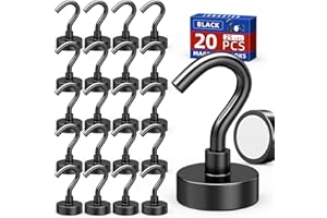 Junarter 20 Pack Magnetic Hooks, 30lbs Magnet Hooks for Cruise Cabins, Black Strong Magnetic Hooks Heavy Duty, Magnets with Hooks, Metal Magnetic Hook for Hanging, Hook Magnets for Home Decor