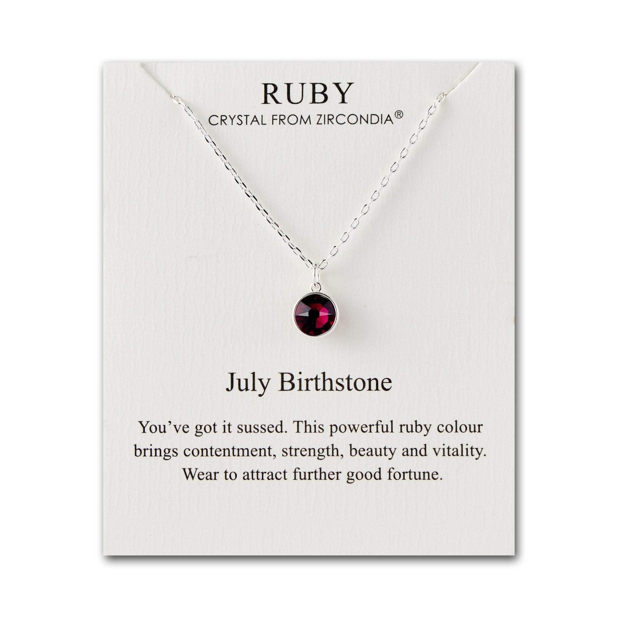 Philip Jones July (Ruby) Birthstone Necklace Created with Zircondia® Crystals