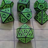 QMay DND Dice Polyhedral Set 7 Pieces Green Engraving D20 D12 D10 D8 D6 D4 view 5