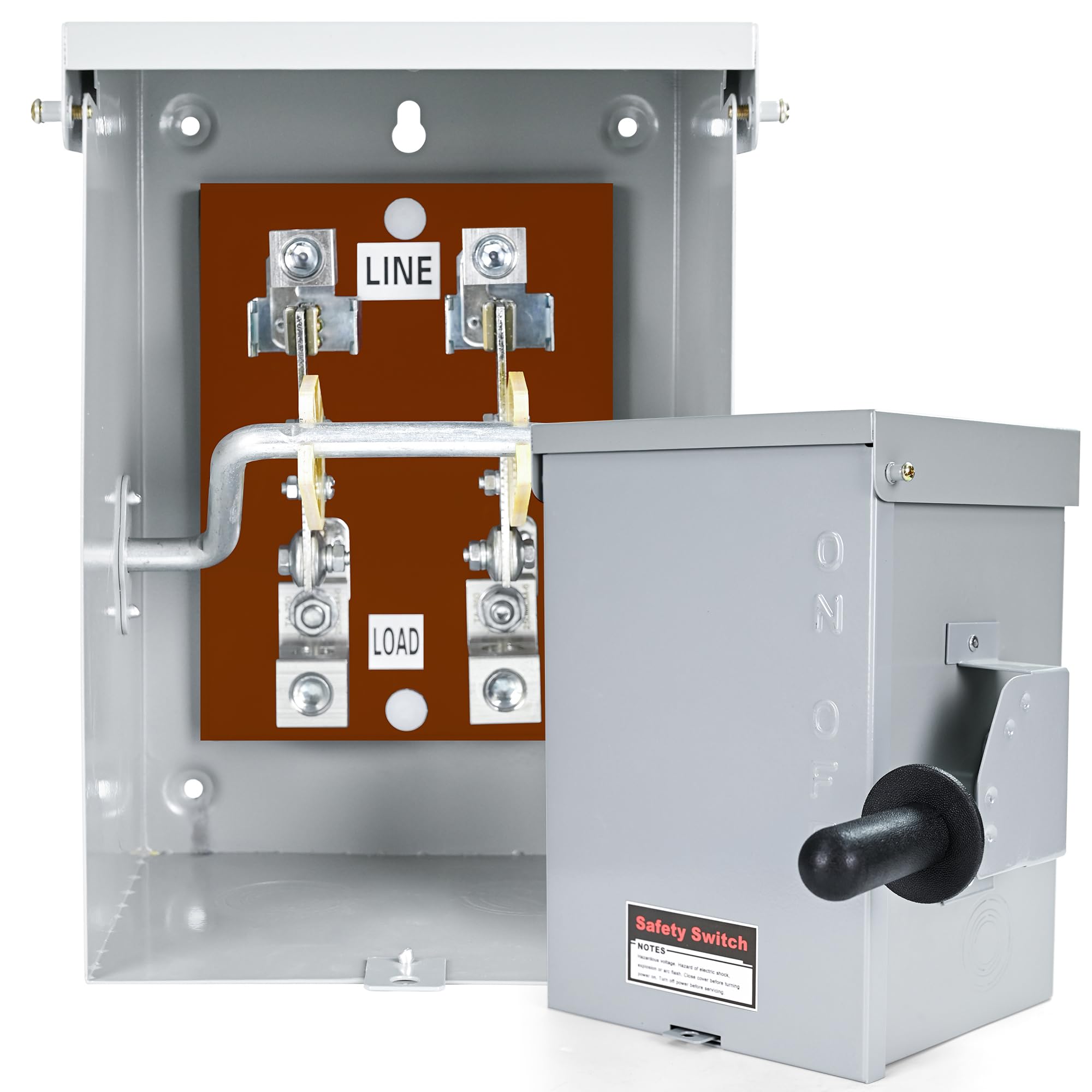Photo 1 of 200-Amp, 2 Pole 120V/240V General Safety Switch, Non-Fused AC Disconnect Switch Box, Outdoor&Indoor, NEMA-3R Enclosure, Anti Corrosion and Rust Prevention with Ground Kit (200A)