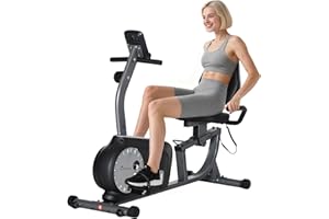 Soozier Recumbent Exercise Bike, Indoor Cycling Stationary Bike with Quiet 8-Level Magnetic Resistance, LCD Display, Adjustab