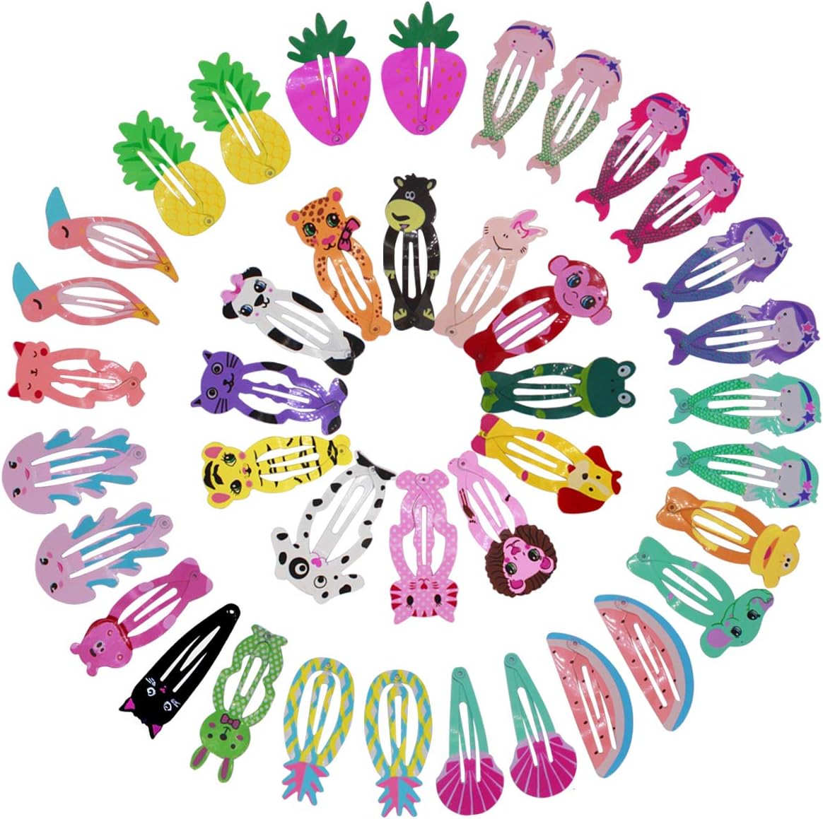 42pcs Cute Hair Clips for Little Girl, Cartoon Hair Clips Set for Baby Girl, Hair Accessories for Toddlers Kids Under 3 Multicoloured and Multiple styles
