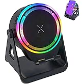 BTFO Wireless Induction Bluetooth Speaker, 360° Rotation Wireless Bluetooth Phone Holder Sensor Stand RGB Ambient Light & HD Surround Sound Design for Phone