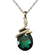 Navachi 18k Gold Plated Water Drop Crystal Multicolor Zircon Snake Pendant Necklace 16"+2"