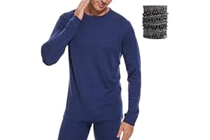 MERINNOVATION Merino Wool Base Layer Mens 100% Merino LS Thermal Shirts for Hiking,Lite, Midweight+ Wool Accessory Included