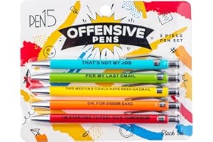 MilkToast Brands Funny Offensive Pens, a snarky office gag gift, 5 piece set of ballpoint pens with funny sayings for adults