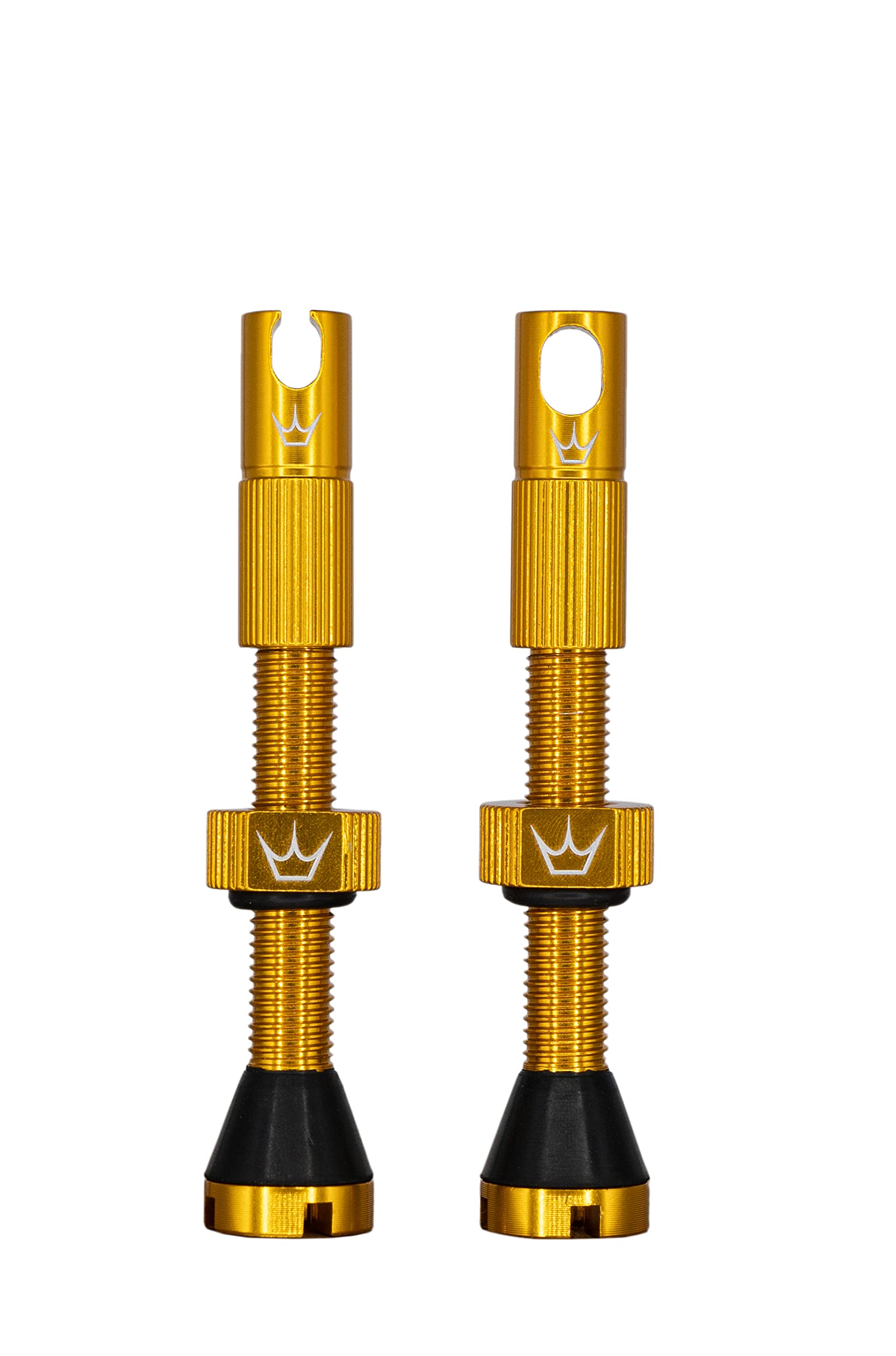 Peaty's x Chris King MK2 Tubeless Valves - Integrated Valve Core & Spoke Key Presta Valve Caps, 7075 Aluminium Tyre Valves for All Tubeless Ready Rims, MTB, Road & Gravel Compatible, 42mm Gold
