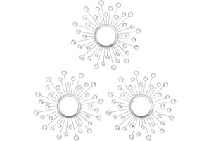 sxnzequnze 12.2inch Star Burst Wall Mirror Set of 3 Diamond Crystal Wall Décor Sparkling Accent Mirrors Hanging for Living Room Bedroom Bathroom-Silver