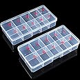 2 Pieces Nail Tip False Empty Nail Tips Organizer Storage Box with 10 Number Spaces Storage Case Container Nail Box Plastic Grid Box for Fingernail Crystal, Jewelry, Nail Accessories (White)