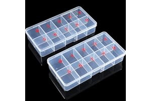 JETEC 2 Pieces Nail Tip Box Empty False Nail Tips Organizer Box with 10 Number Spaces Storage Case Container Nails Plastic Grid Boxes for Fingernail Crystal Jewelry Accessories(White)