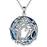 Hancock Birthday Gifts for Women 925 Sterling Silver Tree of Life Necklace Circle Crystal Jewelry for Her Wife Mom Mother Grandma Grandmother