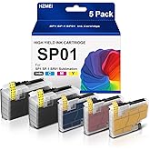 SP1 SP-1 SP01 Ink Cartridge High Yied SP01BKS SP01CS SP01MS SP01YS Ink 5-Pack Replacement for Brother SP-1 SP01 SP1 Sublimation Printer,2 Black,Cyan Magenta Yellow