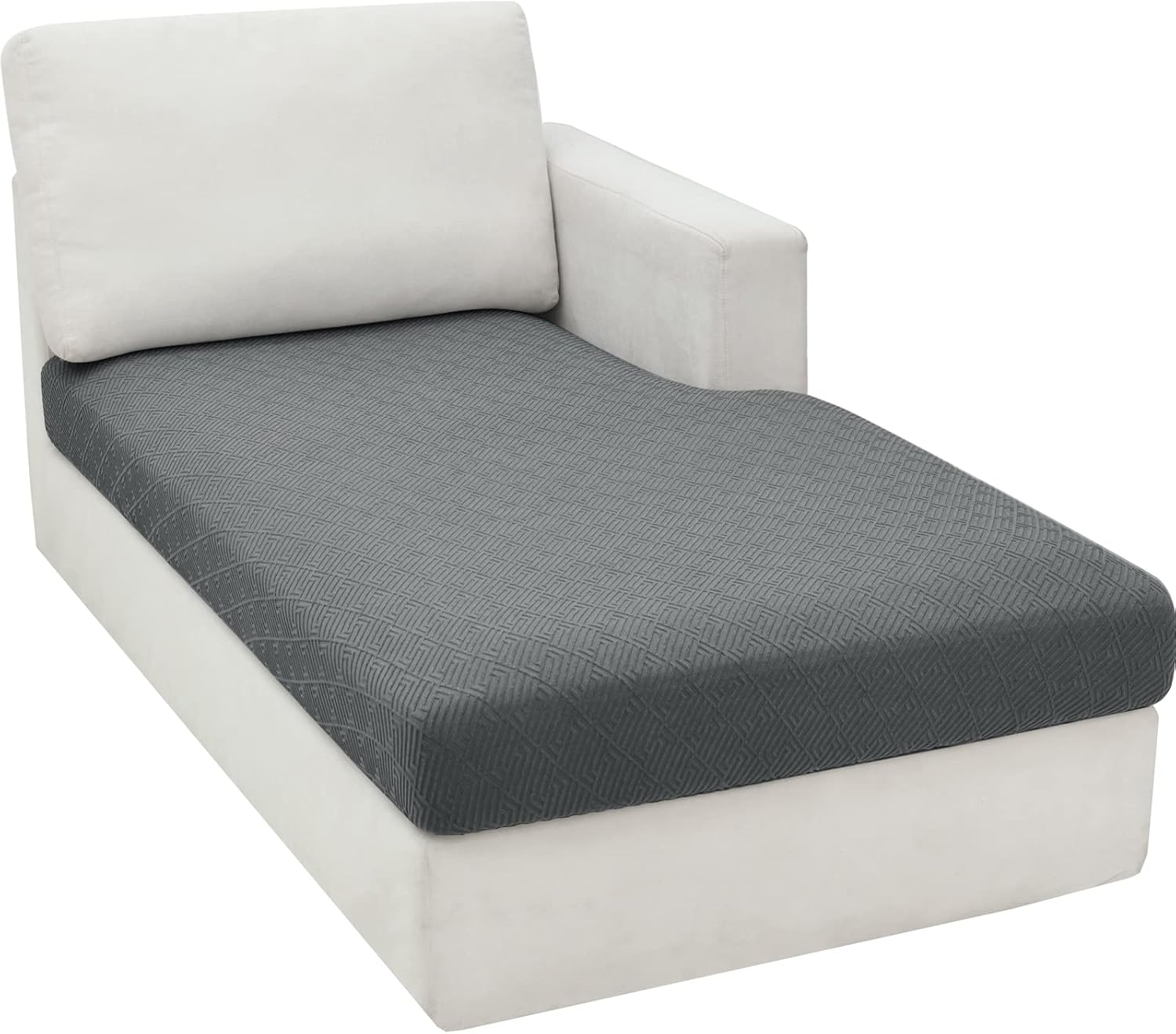 Slipcovers - ZNSAYOTX Sectional Couch Covers for L Shaped Chaise Lounge 1 Piece Separate Cushion Couch Universal Replacement Unique Pattern Furniture Protector with Elastic Bottom (Light Gray, Chaise Cover)