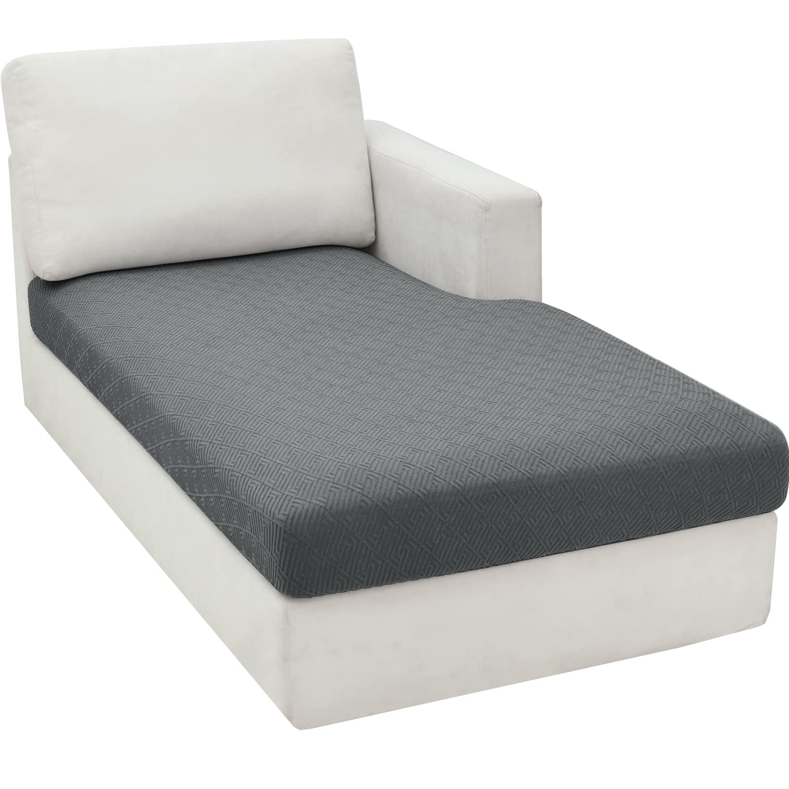 CHELZEN Super Stretch Sofa Seat Cushion Cover, Fitted Sofa Cushion Slipcovers, Soft Couch Cushion Covers, L Shaped Chaise Longue Furniture Protector (Chaiselounge, Light Gray)