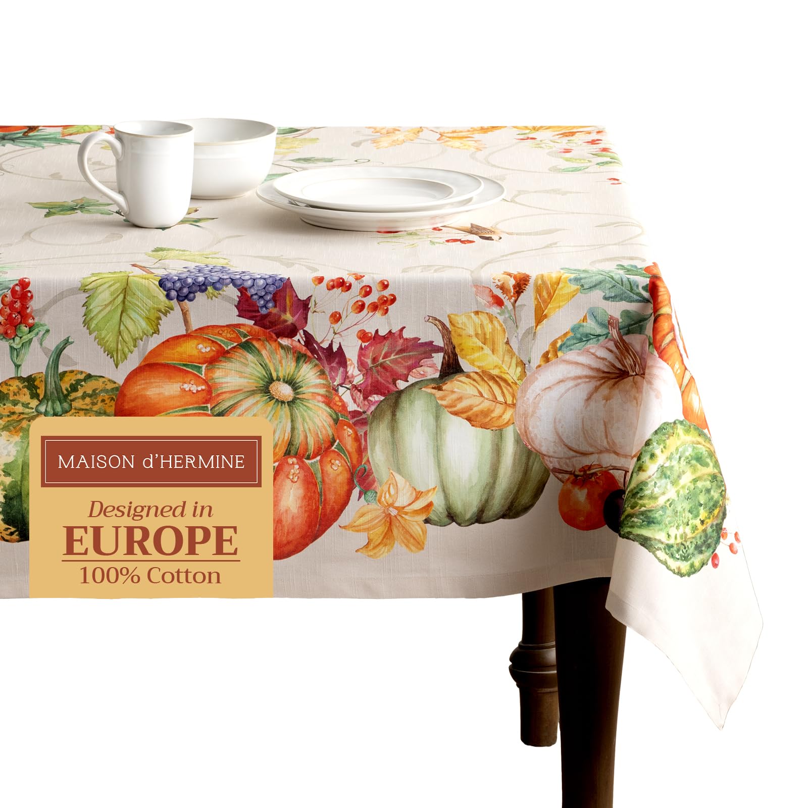 Maison d' Hermine Table Cloth Rectangle Table 100% Cotton 180 cm x 140 cm Tablecloth Reusable Everyday Use for Christmas Decorations Dining Farmhouse Home Party Festive (Lumina) — image 1