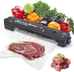 Vacuum Sealer Sachine | Automatic Vacuum Air Sealing System for Food Preservation with Special Packaging Bags | Compact Design Lab tested | LED Indicator (black)