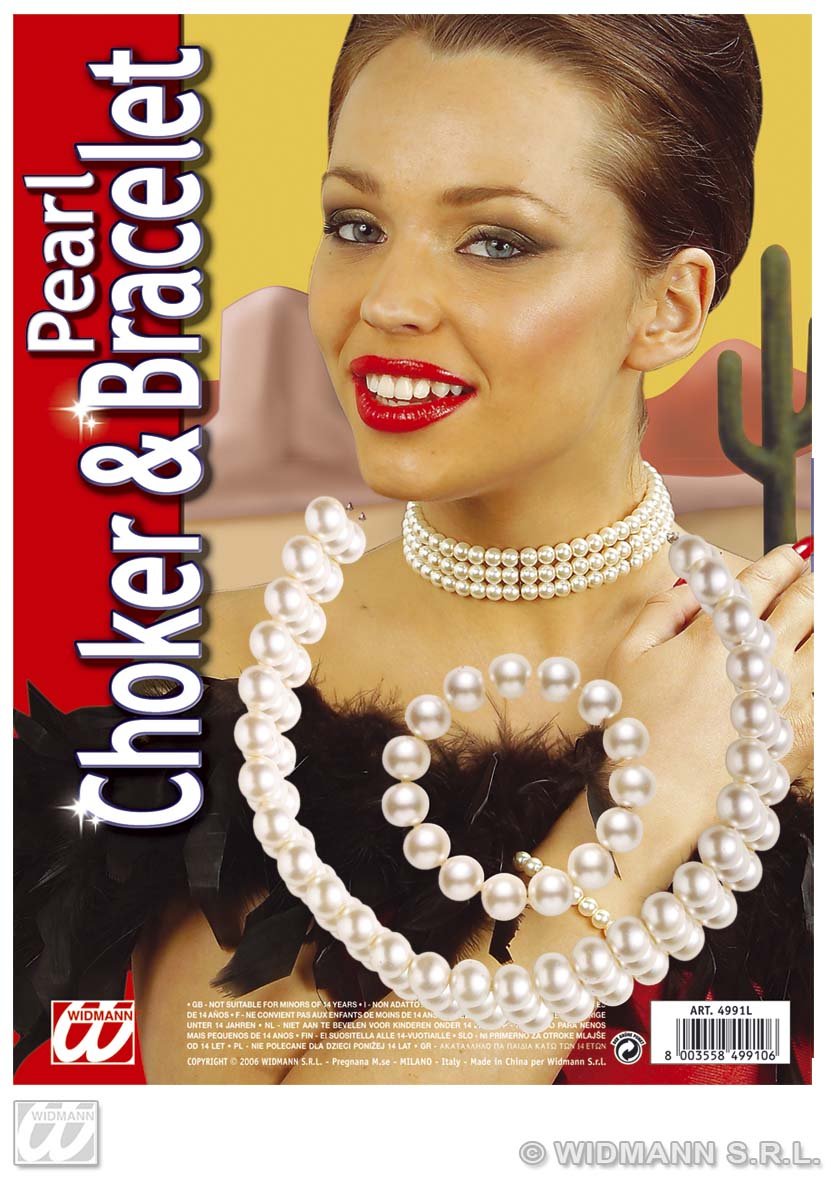 Pearl Choker And Bracelet Set Accessory for Fancy Dress