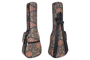 CLOUDMUSIC Ukulele Case Gig Bag Padded Backpack For Soprano 21" Inch(Soprano,Embroider Floral Pattern)