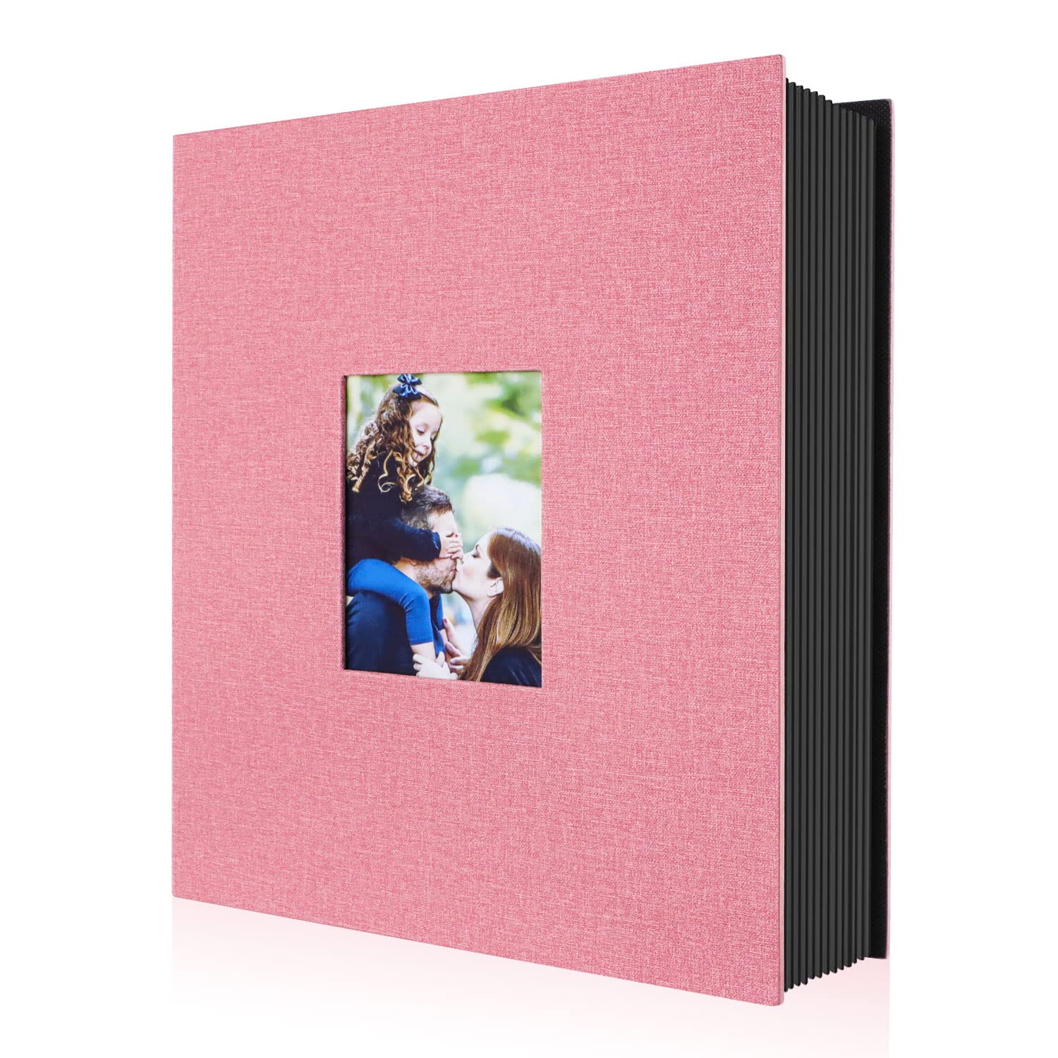 Benjia Photo Album 6x4 Slip in, Linen 400 Pockets Photo Albums Holds Portrait Only 10x15cm Picture Pink