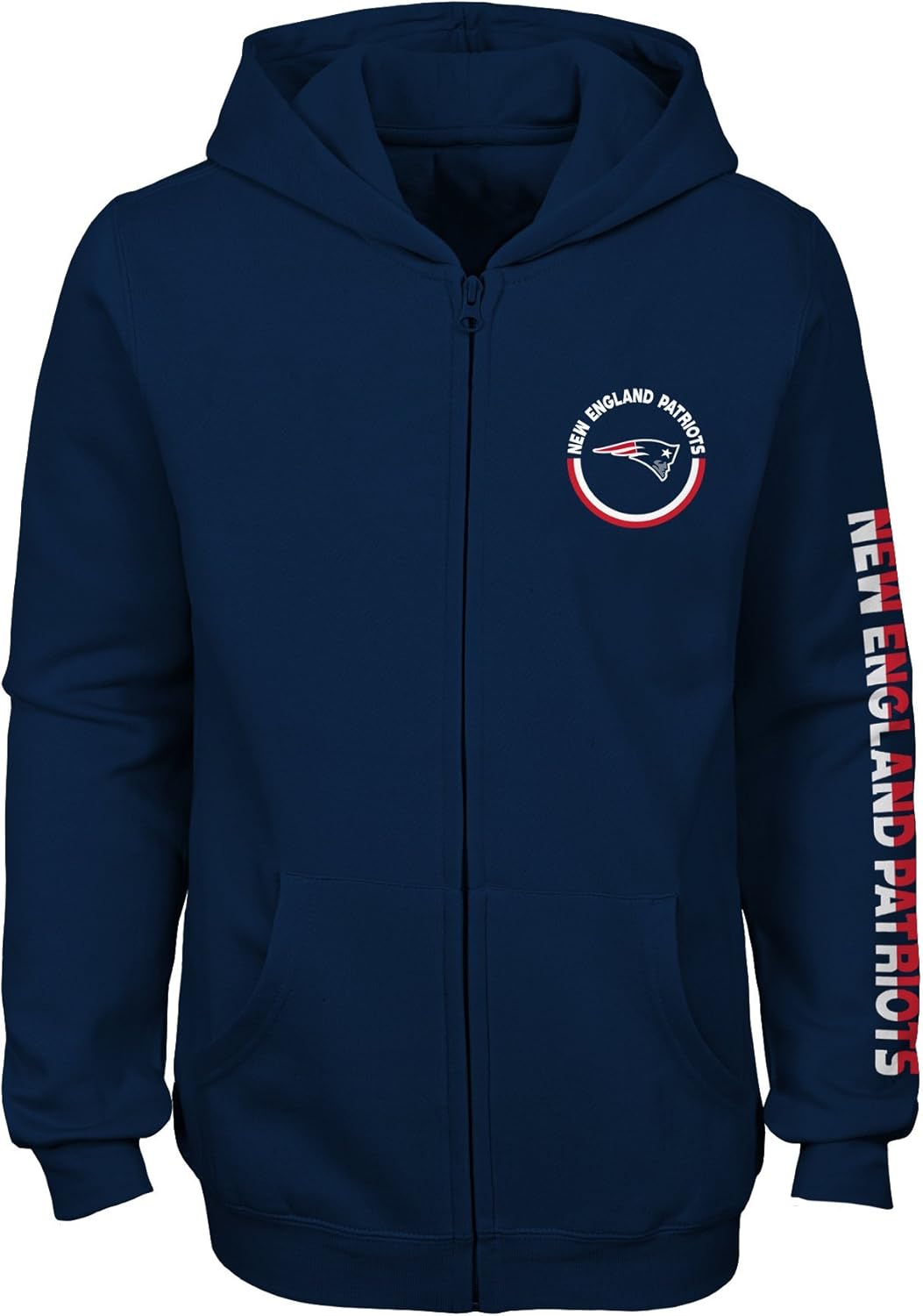NFL Youth Girls New England Patriots Full Zip Fleece Team Pink Hoodie