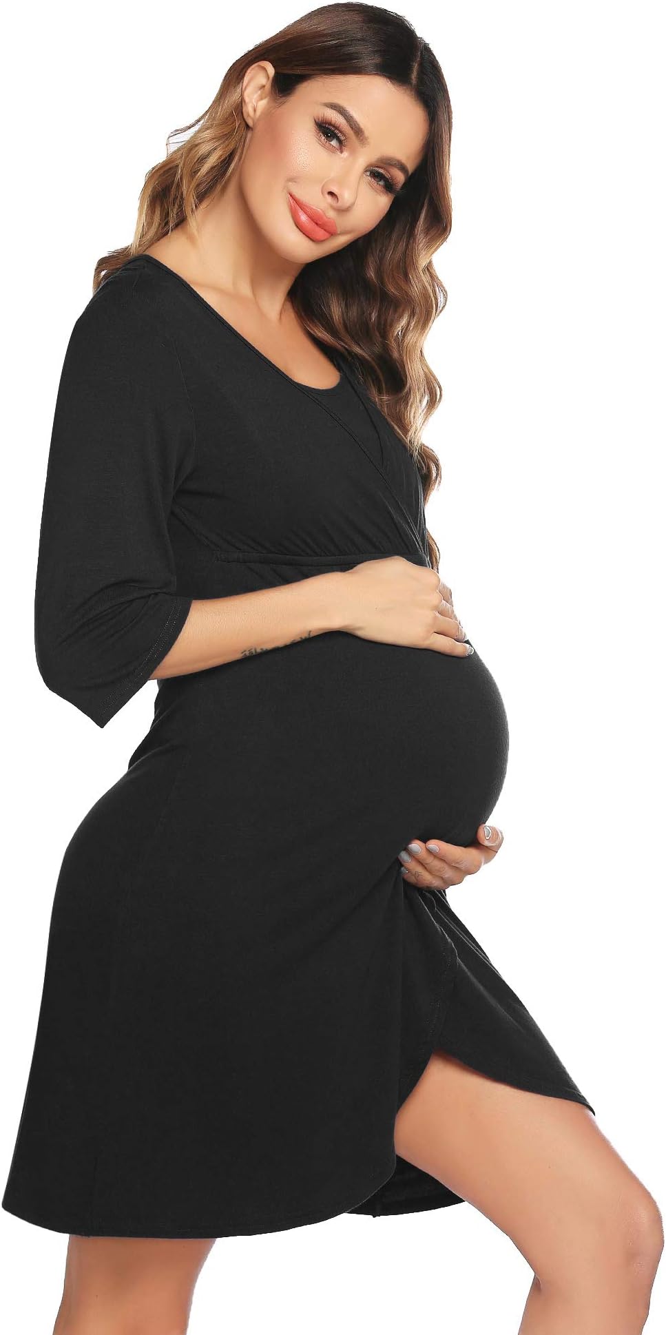 Ekouaer Maternity Robe 3 in 1 Labor Delivery Nursing Gown Hospital Breastfeeding Dress Bathrobes