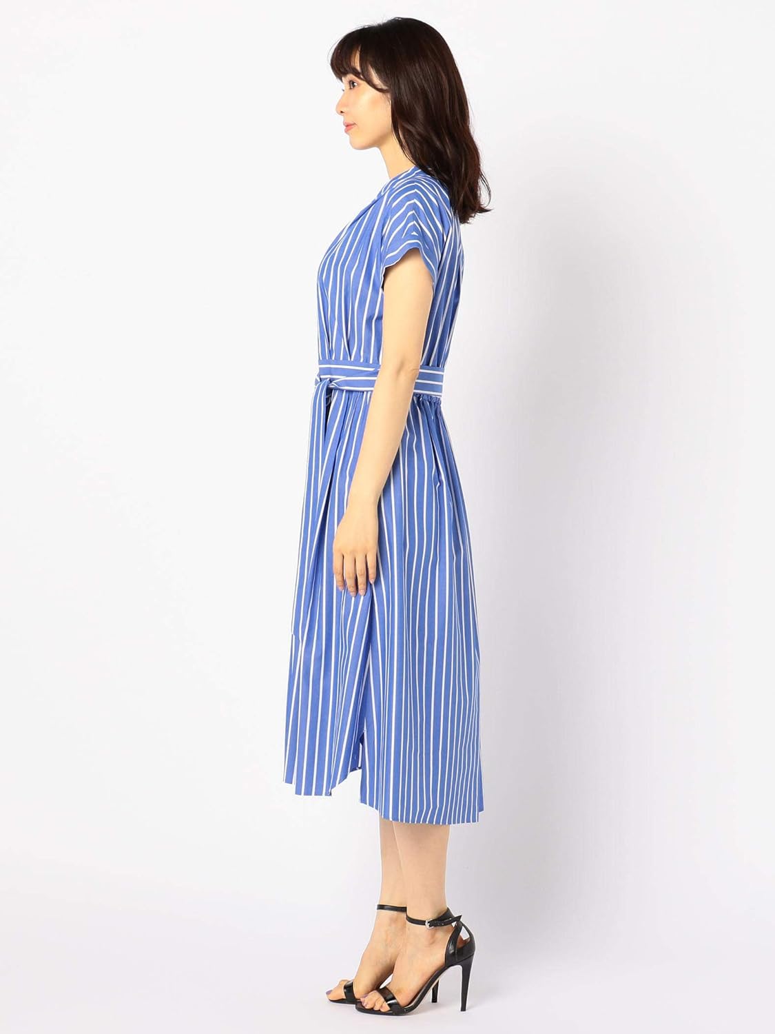 Amazon Co Jp ノーリーズ Nolley S ストライプシャツワンピース 9 0035 3 07 002 38 ブルー系4 服 ファッション小物