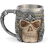 CHICVITA Viking Stainless Steel Skull Coffee Mug Viking Skull Beer Mugs Gift for Men Father's Day Gifts