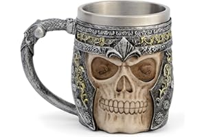 CHICVITA Viking Stainless Steel Skull Coffee Mug Viking Skull Beer Mugs Gift for Men Father's Day Gifts